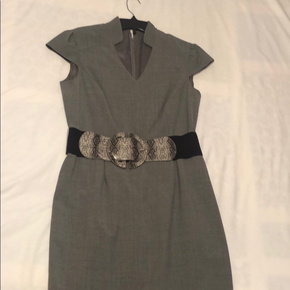 Gray Sheath Dress with belt